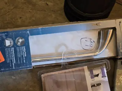 Plumbing and Home Improvement Items including Delta Faucet, Curtain Rods, and Shower Curtain - Conditions Untested