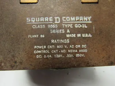 Square D 9065 GO-1L Series A Thermal Overload Relay Open Type Melting Alloy