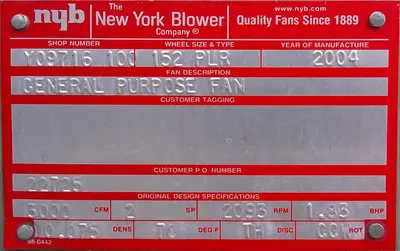 USED NEW YORK BLOWER 152 PLR