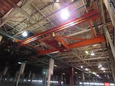 Cleveland Tramrail P&H 15 Ton Double Girder Bridge Crane 34' 10" Span w/Remote