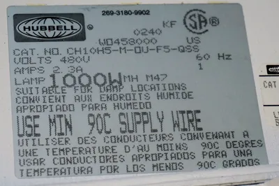 NEW HUBBELL CH10H5-M-0U-F5-QSS LIGHT FIXTURE TRIBAY SERIES CH10H5M0UF5QSS