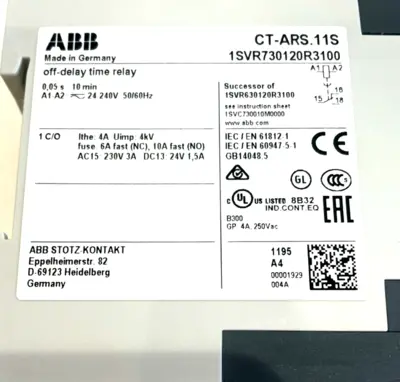 NEW ABB CT-ARS.11S TIME RELAY CTARS11S