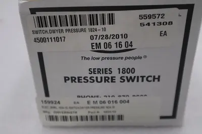 Dwyer Pressure Switch 1824-10 10 Psi Surge Pressure 25 NEW IN BOX STOCK G397A