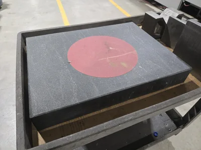Cart and Contents; Angle Irons, V-Block, Granite Inspection Surface; 24"x18"x3"