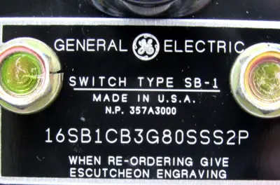 NEW GENERAL ELECTRIC 16SB1CB3G80SSS2P CONTROL SWITCH SB-1