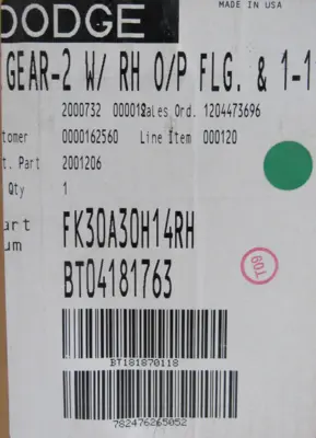 NEW DODGE FK30A30H14RH GEAR REDUCER 30:1