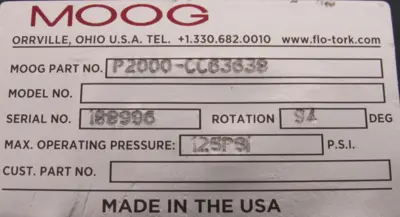 NEW MOOG P2000-CC63638 ACTUATOR P2000CC63638