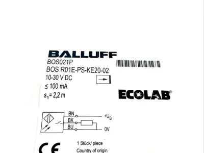 BOS021P, BOS R01E-PS-KE20-02 | Balluff BOS021P Cubical Through-Beam Photoelectric Sensor BOS R01E-PS-KE20-02 - New
