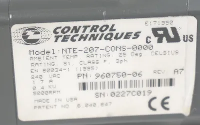 USED CONTROL TECHNIQUES NTE-207-CONS-0000 SERVO MOTOR W/ THOMSON 64-116867-A978