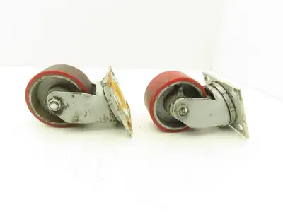 4" Caster Wheel Poly/Cast Swivel Base 2" Wide 5-1/2" Height Lot of 2