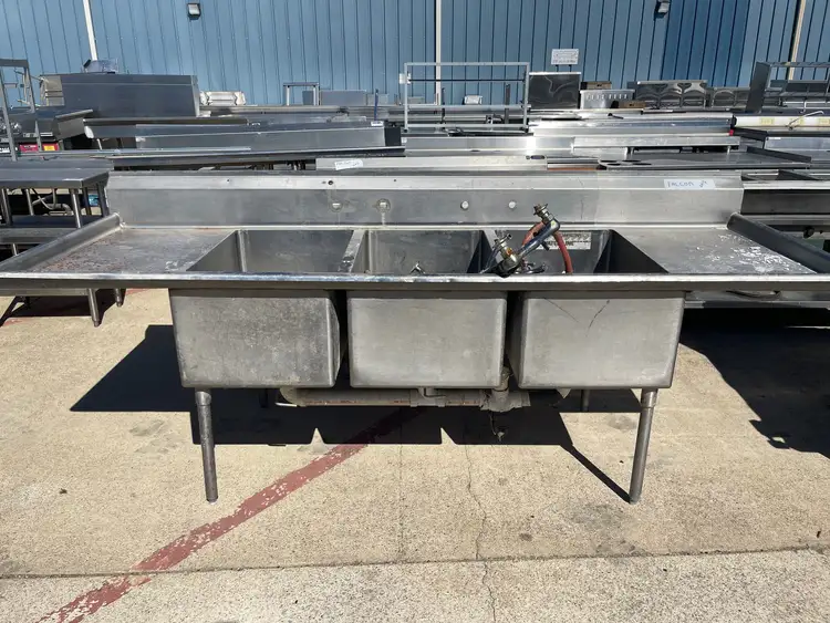Used Falcon Restaurant Supply Used 107" 3 Compartment Stainless Steel Sink - SS301 Sinks Illinois US | Falcon Restaurant Supply #1375737