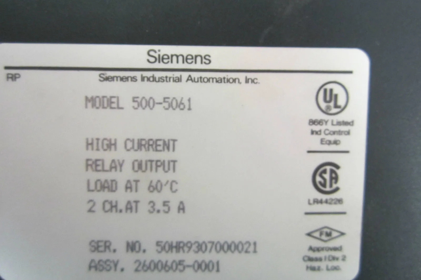 TEXAS INSTRUMENTS 500-5061 OUTPUT MODULE 5005061