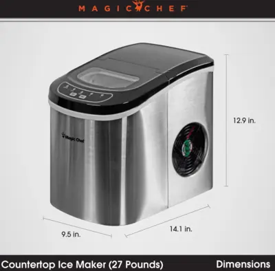 Magic Chef 27 LB. PORTABLE COUNTERTOP ICE MAKER IN STAINLESS