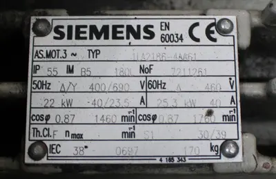 USED SIEMENS 1LA2186-4AA61
