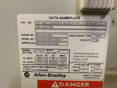 Used ALLEN-BRADLEY 21F1AAE125AA0BT6-ND-B0-F0-P5-C1-IB-H6-MT-L2-L3-SX-CUSTOM Switchgears British Columbia CA | Lenmark #240870