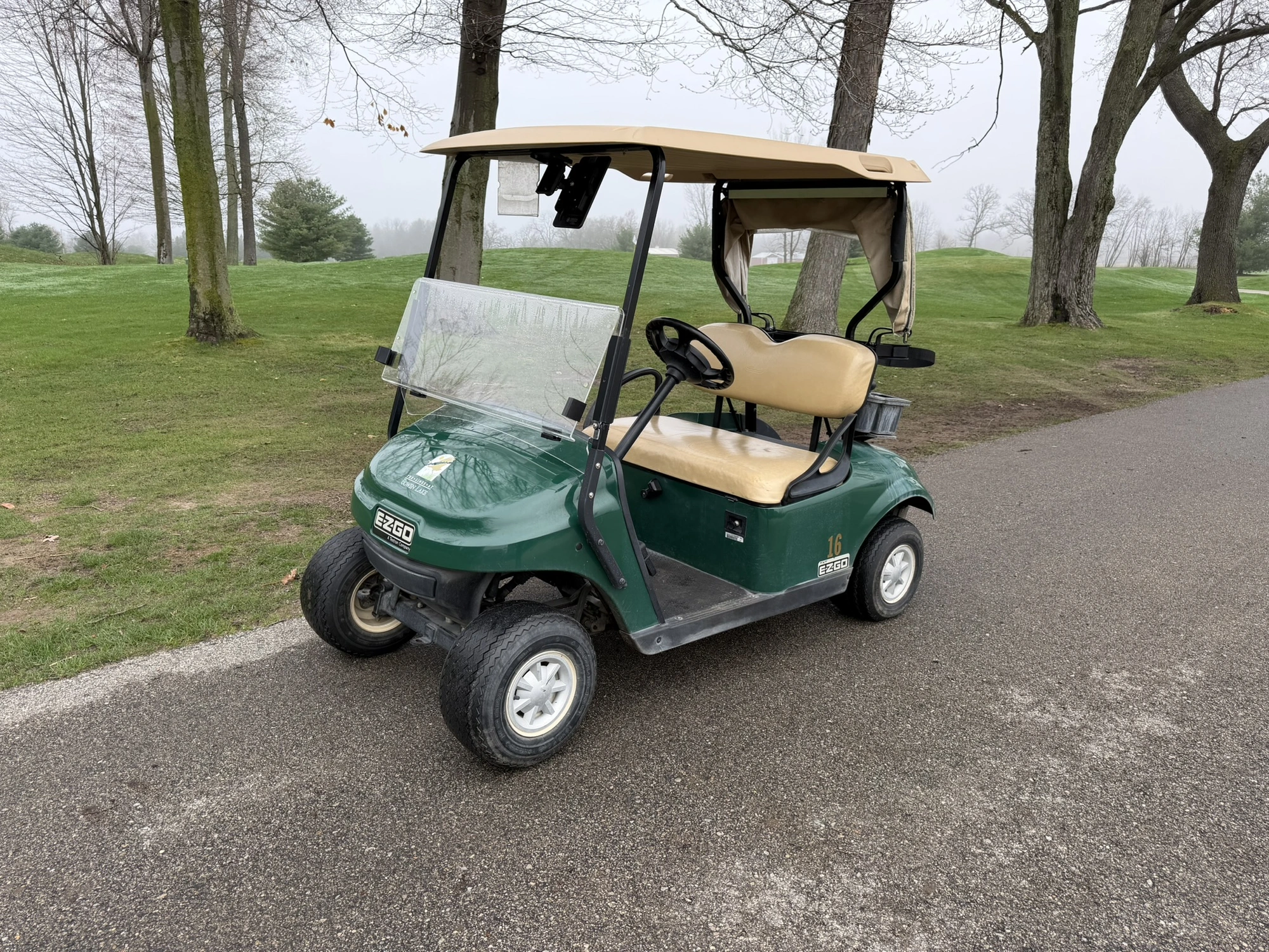 (1) 2015 E-Z-Go golf cart with a Kawasaki gas engine, includes ball washer and Club canopy, ball cov...