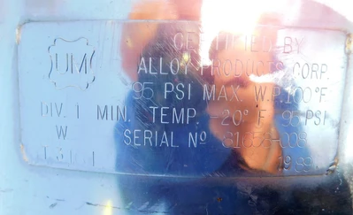 USED ALLOY FAB PHARMACEUTICAL TANK 40 GALLON TANK