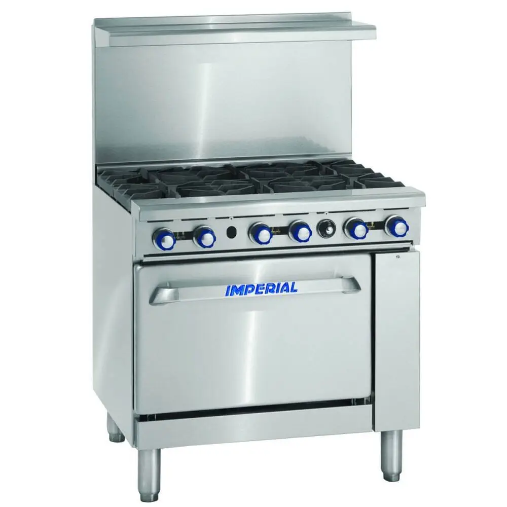 Imperial IR-6 36" Gas Restaurant Range, (1) Standard Oven, (6) Open Burners