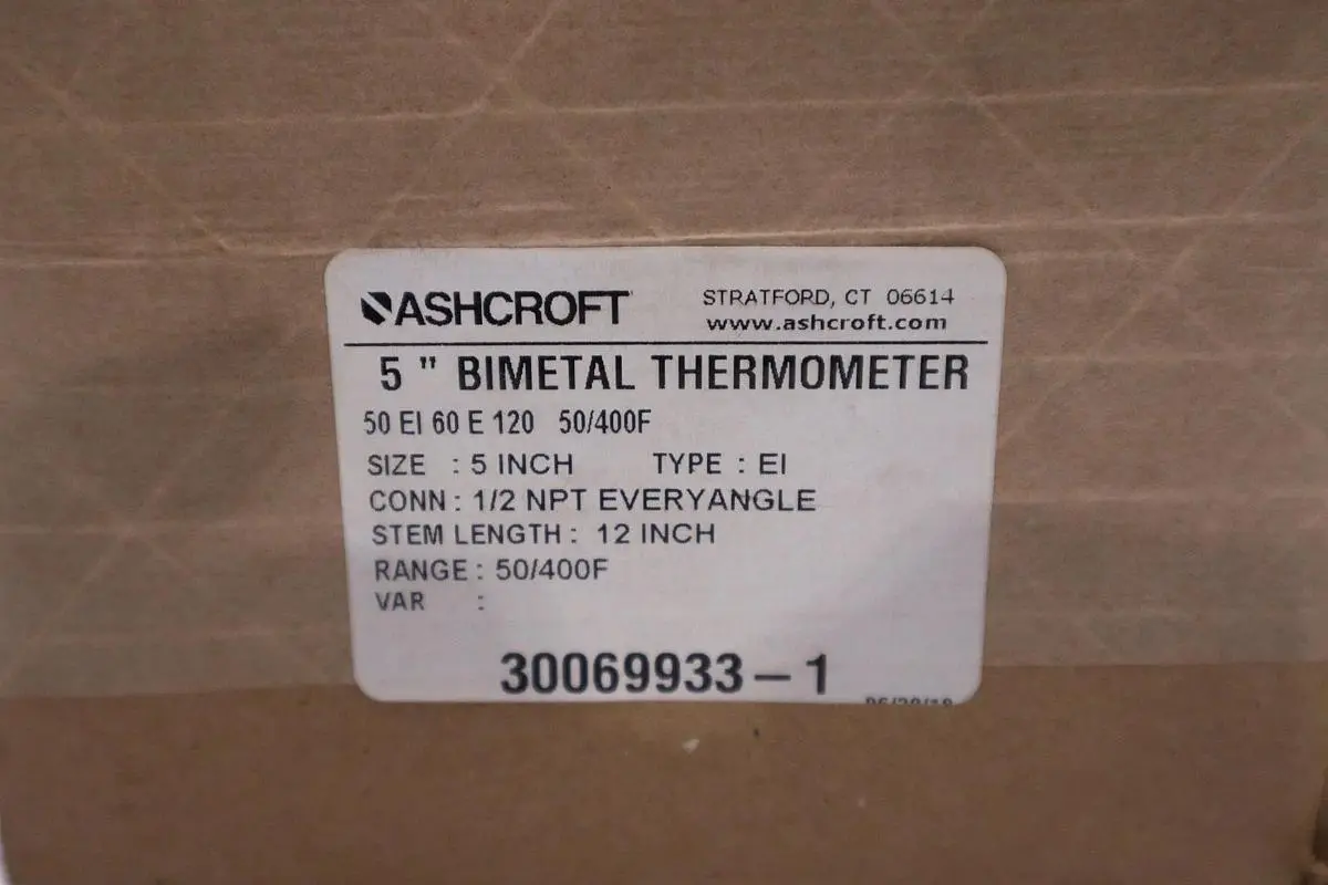 Ashcroft 5" Bimetal Thermometer 50 EL 60 E 120 50/400F - STOCK GF437