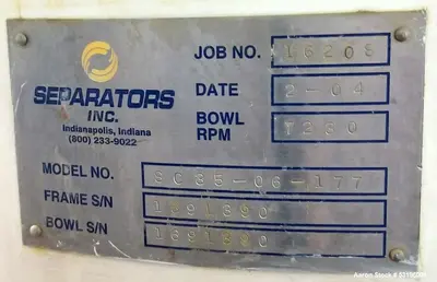Used WESTFALIA SC-35 Disc Automatic Centrifuges Illinois US | Aaron Equipment #84664