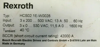 USED REXROTH HCS02.1E-W0028-A-03-NNNN SERVO DRIVE HCS021EWOO28A03NNNN