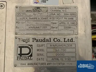 USED Fuji Paudal Fuji Marumerizer Spheronizer, model QJ700