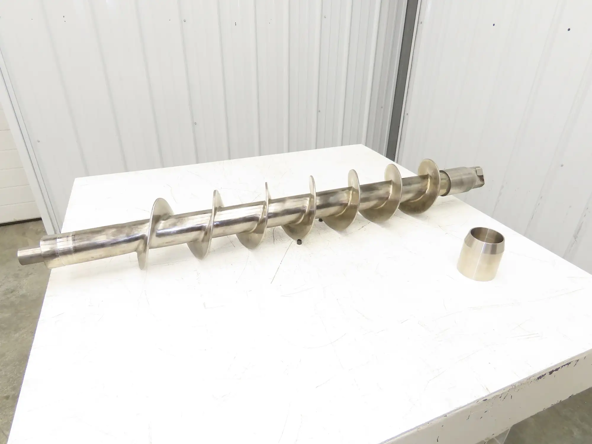 Stainless Steel Screw Feed Auger Food Grade 6-9/16" OD 50-1/2"L Custom