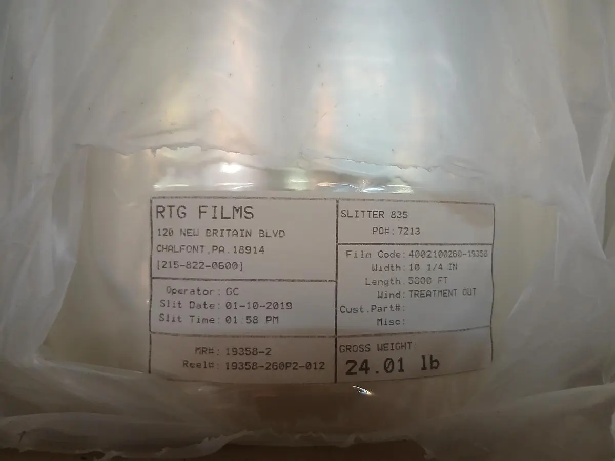 Industrial Plastic Film Roll – 10.25" x 5000'