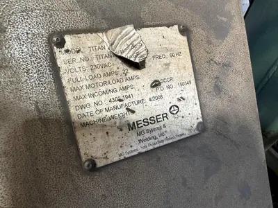 2008 MESSER MODEL #TITAN PLASMA MACHINE: STOCK #19246