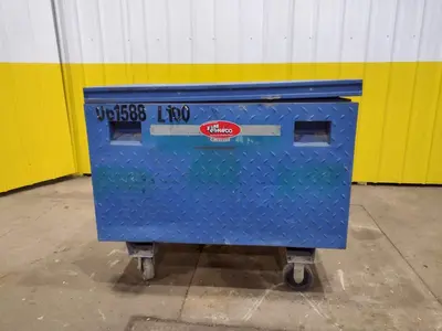 61" X 31" x 39" BLUE STEEL PORTABLE JOB BOX: STOCK 20055