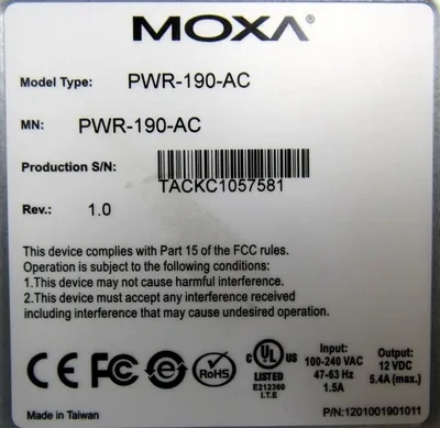 NEW MOXA PWR-190-AC POWER SUPPLY PWR190AC PWR-190-AC/US