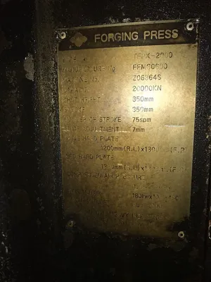 2000 Ton Sumitomo Hot Forging Press