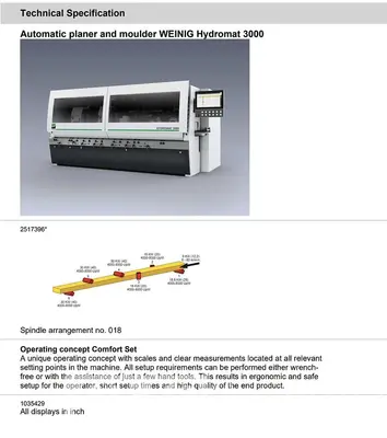 Used 2020 WEINIG HYDROMAT 3000 12" MOULDER Woodworking Moulders North Carolina US | CAROLINA MACHINERY SALES #1495014