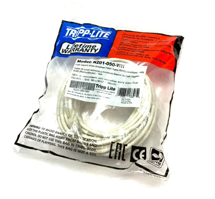 New | in-Stock Tripp Lite Cat6 Gigabit White Snagless Patch Cable Cable & Wire Michigan US | Maverick Industrial Sales #1464081