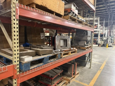 (2) sections of Teardrop style pallet racking, includes (3) 42" deep x 16' tall uprights, (14) 12' c...