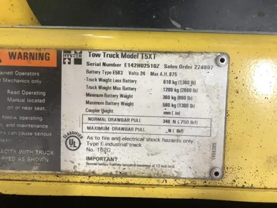 Hyster T5XT Electric Tow Truck 24V 875AH 750lbs/f 59260hrs
