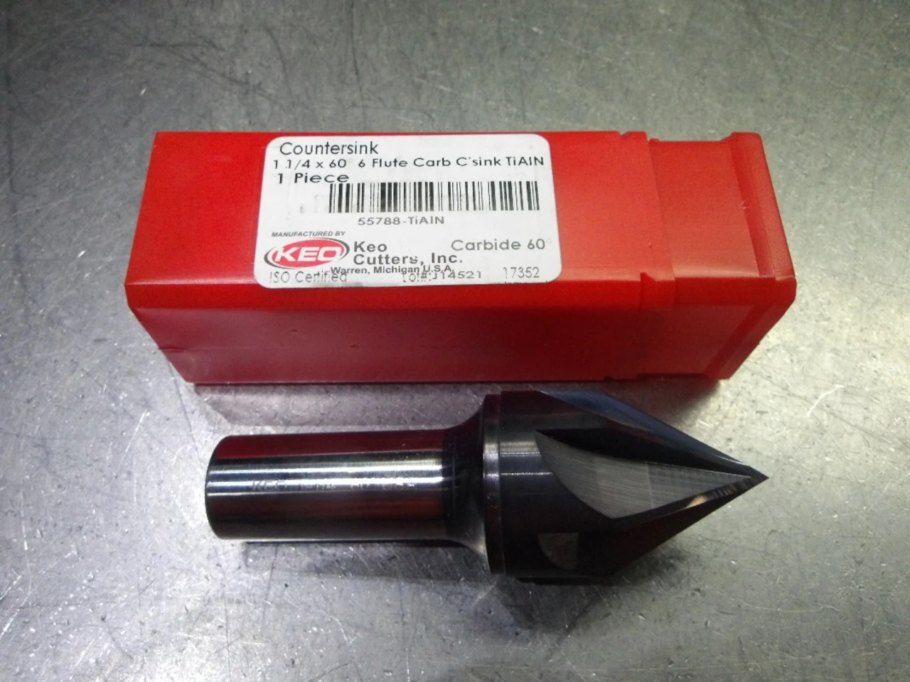 Keo 1.25" 60 Deg 6 Flute carbide Counter Sink 3/4" Shank 55788-TiAlN (LOC792)