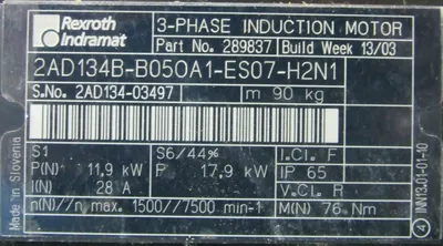 NEW REXROTH 2AD134B-B050A1-ES07-H2N1 INDUCTION MOTOR 2AD134BB050A1ES07H2N1