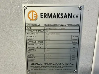 Used 2021 ERMAKSAN SANAYI MICROBEND 3.3X44 Press Brakes Ohio US | HGR 24 #1485323