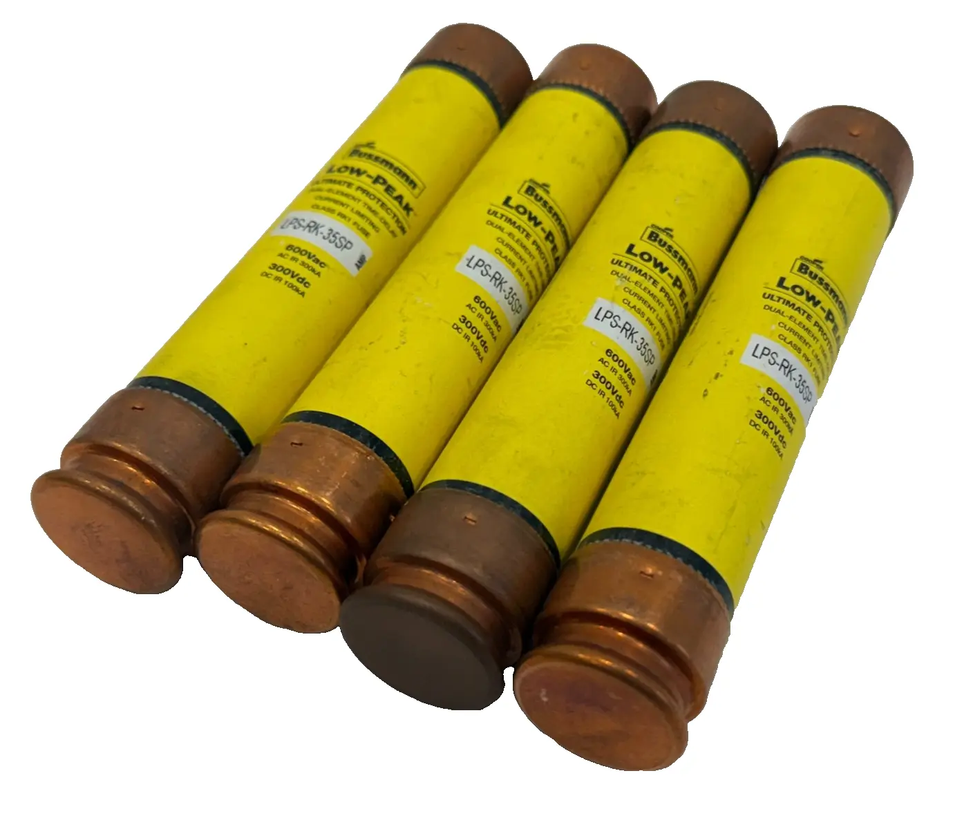 NEW LOT OF 4 BUSSMANN LPS-RK-35SP LOW-PEAK FUSES 600VAC 300VDC LPSRK35SP