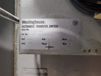 Westinghouse ATSBM30600XJ Automatic Transfer Switch 5T1291 600A 480V 3Ph Used