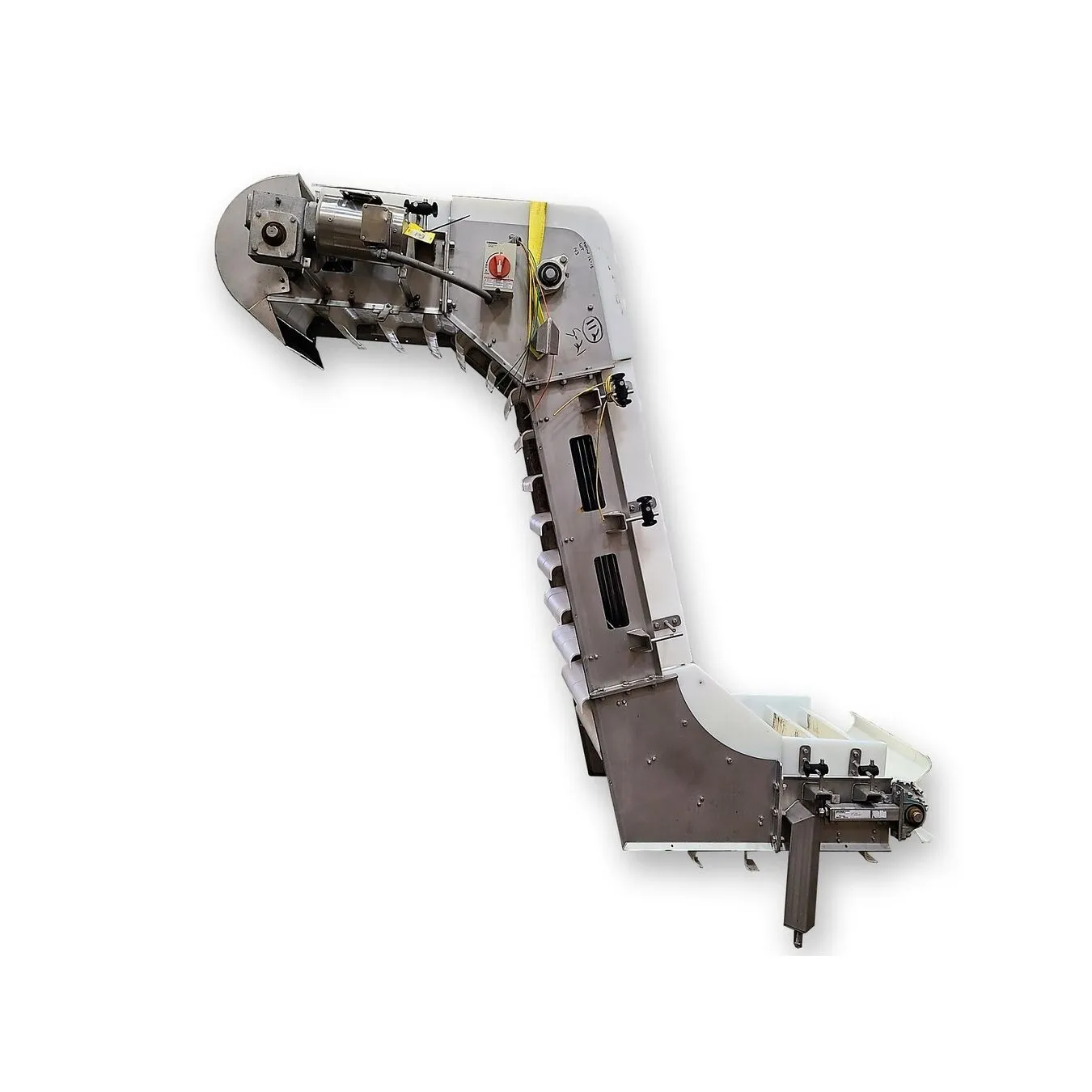 Used 22" W Stainless Z-Frame Incline Plastic Belt Scoop-flight Sanitary Conveyor