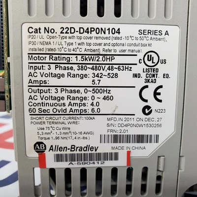 Used Allen-Bradley 22DD4P0N104 Variable Speed Drives California US | American Industrial Supply Co. #1445111