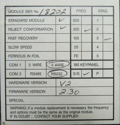 REFURBISHED SAFELINE 4500-018 CONTROLLER FW. 2.30 HW. V2 4500018