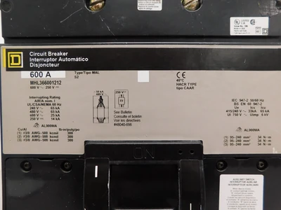 Used Square D MHL366001212 Circuit Breakers Ohio US | Equipment Recovery Corp. #1331113