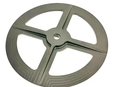 Labeler Reel Wheel 9-3/16" Diameter 1/2" Bore 3/16"-1/2" Thick Black Aluminum - Used