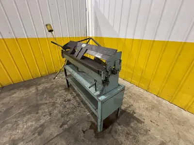 4' X 16 GAUGE ROPER WHITNEY MODEL #U416 MANUAL FINGER BOX & PAN BRAKE W/ STAND: YOBRO #23907