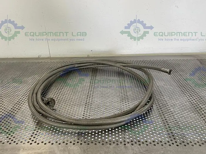 Used 240" STAINLESS STEEL BRAIDED HOSE W/ 1" TO 1/2" SANITARY FITTING Hoses | Equipment Lab #486856