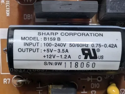 Sharp B159B F9558PA 5 Power Supply Board +5/12VDC Output Used