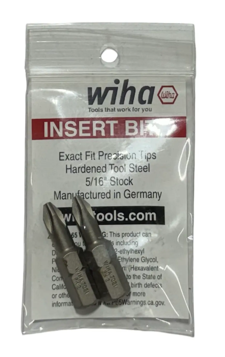 Wiha Phillips Insert Bit On 5/16" Drive #2 x 32mm (2 Bit Pack)